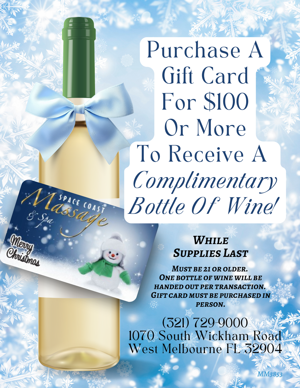 Space Coast Massage and Spa Christmas Wine Promo 2025