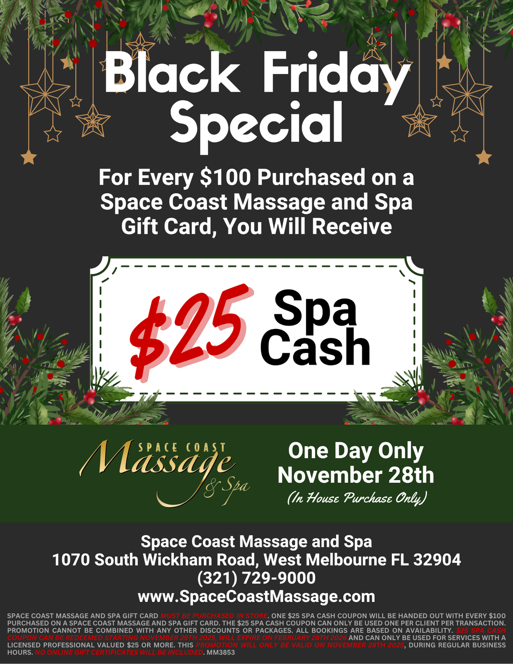 Space Coast Massage and Spa Black Friday Special 2025