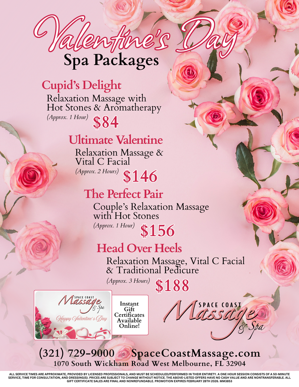 Space Coast Massage and Spa Valentine's Day Spa Packages